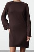 Moda Stil Regular Bisiklet Yaka Mini Boy Triko Basic Pamuklu Elbise