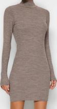 Moda Slim Casual Günlük Tek Plaka Triko Dik Yaka Uzun Kol Bodycone Mini Boy Elbise