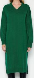 Moda Oversize Casual Günlük Selanik Triko V Yaka Uzun Kol Shift Maxi Boy Elbise