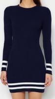 Moda Slim Casual Günlük Tek Plaka Triko Bisiklet Yaka Uzun Kol Bodycone Mini Boy Elbise