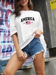 Unisex AMERICA Baskılı Baskılı Tasarım Tshirt