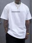 Unisex Çizgili Whatever Baskılı Oversize Tshirt