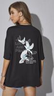 Love And Peace Baskılı Unisex Oversize Tshirt