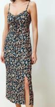 Moda Regular Casual Günlük Shally Dokuma V Yaka Askılı Kol A-Line Midi Boy Elbise