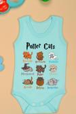 %100 Pamuklu Potter Cats Baskılı Yumuşak Doku Baskılı Zıbın & Body