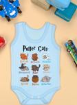 %100 Pamuklu Potter Cats Baskılı Yumuşak Doku Baskılı Zıbın & Body