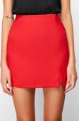 Moda Bodycon Düz Desen Şık Gece Mini Boy Yırtmaç Detaylı Dokuma Etek