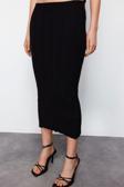 Moda Bodycon Düz Desen Günlük Midi Boy Triko Premium İplik Özel İplik Etek