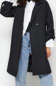 Tasarım Düz Astarlı Yaka Midi Oversize Ceket Kadın Oversize Kuşaklı Su İtici Uzun Trençkot