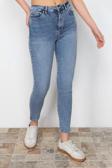 Stil Kadın Moda Denim Kot Pantolon Uzun Dar Paça Yüksek Bel Skinny Jeans