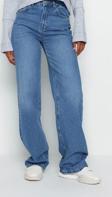 Stil Kadın Moda Denim Kot Pantolon Uzun Geniş Paça Gri Yüksek Bel Jeans