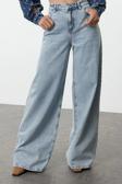 Stil Kadın Moda Denim Kot Pantolon Uzun Geniş Paça Yüksek Bel Ekstra Palazzo Jeans