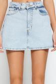 Moda Denim Yüksek Bel Geniş Paça Gündelik Açık Mavi Yırtıklı Denim Şort