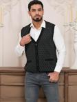 Woolen World Regular Fit Ön Cepli Desenli Kolsuz Erkek Triko Yelek