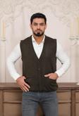 Woolen World Regular Fit Ön Cepli Kolsuz Erkek Triko Yelek