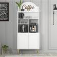 Variant Mobilya Lyon Kahve Köşesi Çok Amaçlı Dolap 80cm - Beyaz - Altın