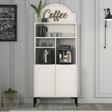 Variant Mobilya Lyon Kahve Köşesi Çok Amaçlı Dolap 80cm - Krem - Siyah