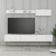 Variant Mobilya Lyon Duvar Raflı Tv Ünitesi - Beyaz - Altın