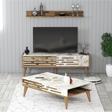 Variant Mobilya Valensiya 140cm Tv Ünitesi Ve Orta Sehpa Takımı - Ceviz - Beyaz Mermer