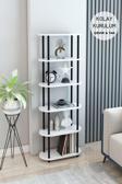 Modalanka 6 Raflı Oval Tasarım Kitaplık Ofis Salon Kitaplığı Modern Şık Tasarım Kitaplık Dosya Rafı