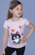 Toontoy Kız Çocuk Likee Kedi Baskılı Tişört