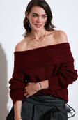 Lela Oversize Fit Madonna Yaka Triko Bayan Kazak 4615216 BORDO