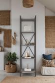 Mobitopya Nilamu Antrasit 45 Cm Kitaplık, Metal Aksamlı, Organizer, Ofis, 45*170*34