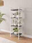 Mobitopya Nilamu Antrasit B.d, 4 Raflı, Metal Aksamlı, Kitaplık, Organizer, Ofis, Ev, Dekoratif 45*135*30 Cm