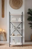 Mobitopya Nilamu Beyaz 65 Cm Kitaplık, Metal Aksamlı, Organizer, Ofis, Ev, 65*170*34 Cm