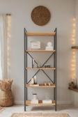 Mobitopya Nilamu Çam 65 Cm Kitaplık , Metal Aksamlı, Organizer, Ofis, Ev, 65*170*34 Cm