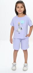 Toontoy Kız Çocuk Ördek Baskılı Şortlu Takım
