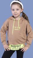Toontoy Kız Çocuk  Kapüşonlu Garni Detaylı Baskılı Sweatshirt