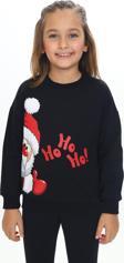 Toontoy Kız Çocuk  Kardan Adam Ho Ho Ho Baskılı Sweatshirt