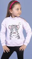 Toontoy Kız Çocuk Baskılı Balıkçı Yaka Pamuklu Sweatshirt