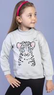 Toontoy Kız Çocuk Baskılı Balıkçı Yaka Pamuklu Sweatshirt