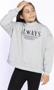 Toontoy Kız Çocuk Baskılı Balıkçı Yaka Sweatshirt