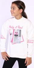 Toontoy Kız Çocuk Baskılı Taş İşlemeli Balıkçı Yaka Sweatshirt