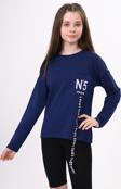 Toontoy Kız Çocuk Cep Üstü Baskılı Sweatshirt