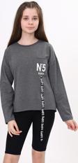 Toontoy Kız Çocuk Cep Üstü Baskılı Sweatshirt
