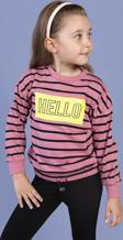 Toontoy Kız Çocuk Çizgi Desenli Baskılı Sweatshirt