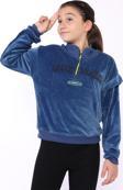 Toontoy Kız Çocuk Fermuar Detaylı Nakışlı Kadife Sweatshirt