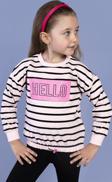 Toontoy Kız Çocuk Çizgi Desenli Baskılı Sweatshirt