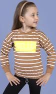 Toontoy Kız Çocuk Çizgi Desenli Baskılı Sweatshirt