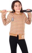 Toontoy Kız Çocuk Çizgili Striped Baskılı Sweatshirt
