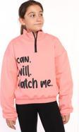 Toontoy Kız Çocuk Dik Yaka Fermuarlı Baskılı Sweatshirt