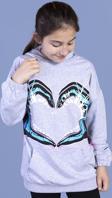 Toontoy Kız Çocuk Kapüşonlu Kanguru Cepli Baskılı Sweatshirt