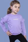Toontoy Kız Çocuk Kolları Fırfır Detaylı Nakışlı Sweatshirt