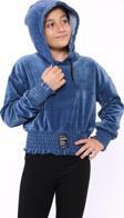 Toontoy Kız Çocuk Kapüşonlu Kadife Sweatshirt