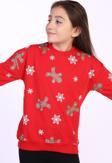 Toontoy Kız Çocuk Kar Taneli Kurabiye Baskılı Sweatshirt