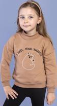 Toontoy Kız Çocuk Nakışlı Balıkçı Yaka Pamuklu Sweatshirt
